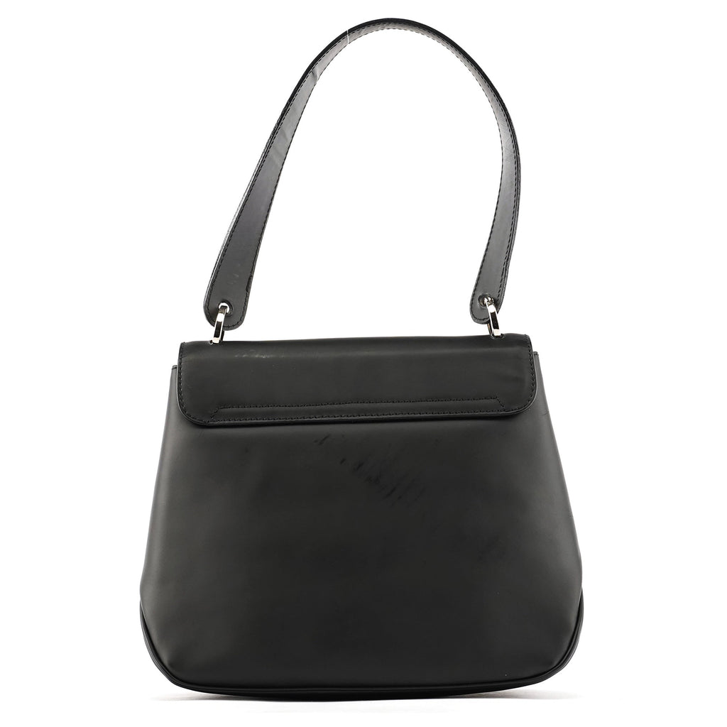 Matte Black Leather Top Handle Bag