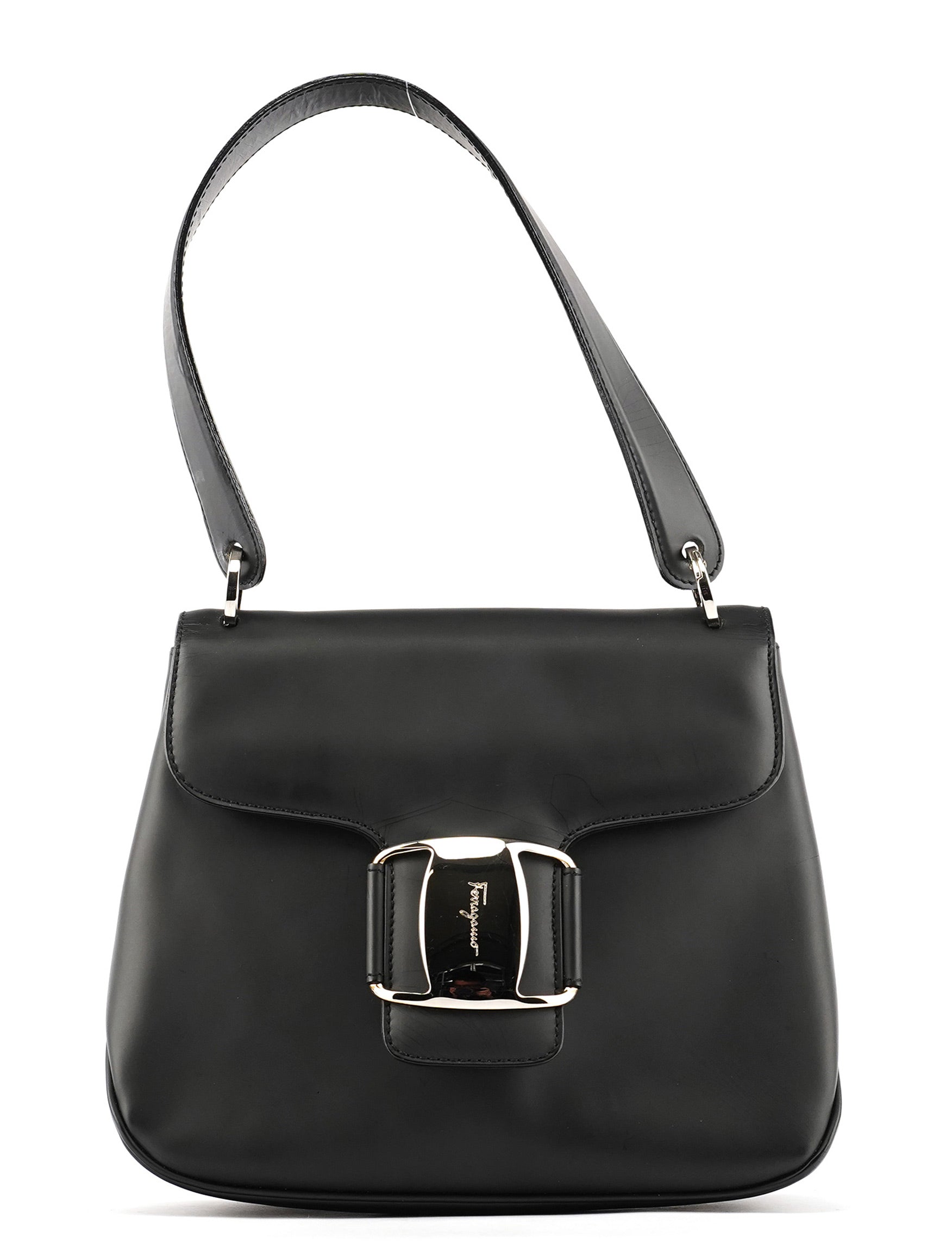 Matte Black Leather Top Handle Bag