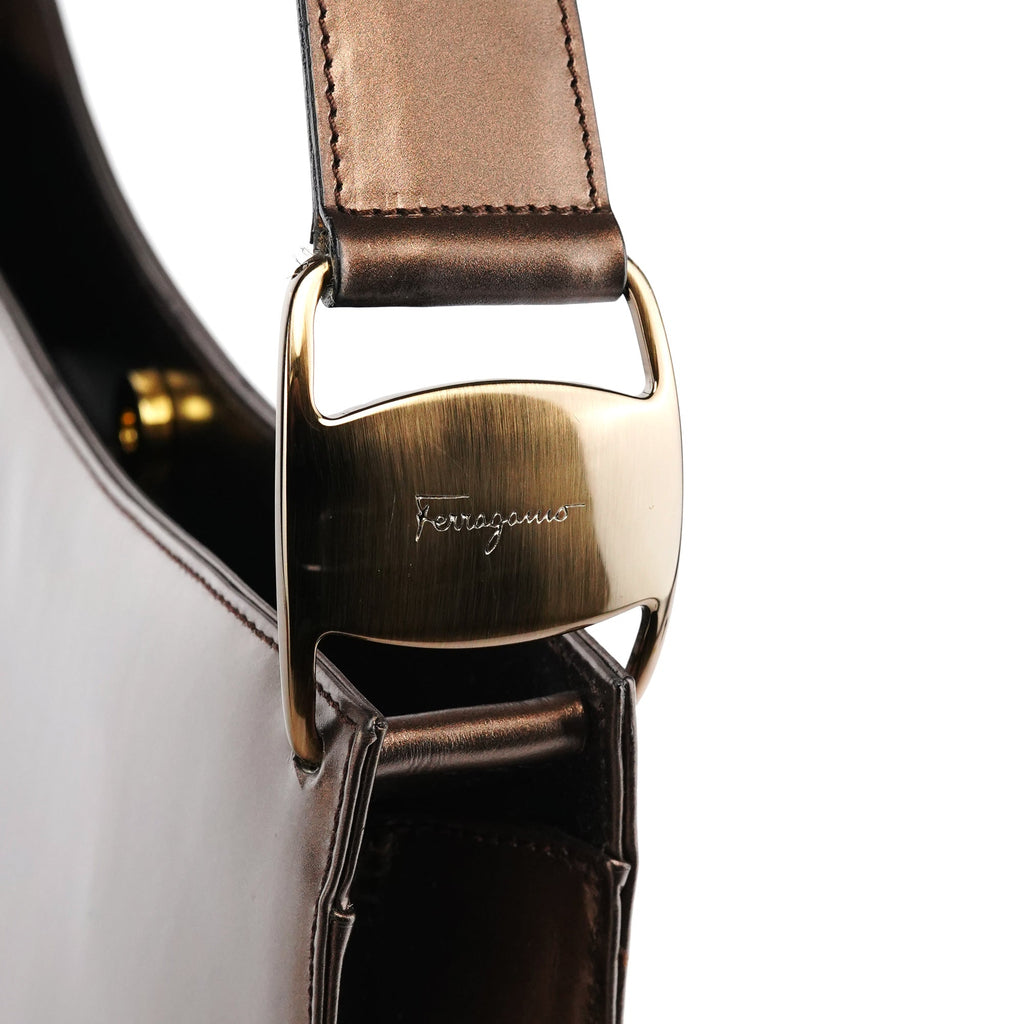 Metallic Bronze Leather Shoulder Bag