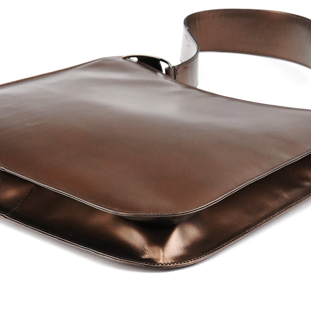 Metallic Bronze Leather Shoulder Bag