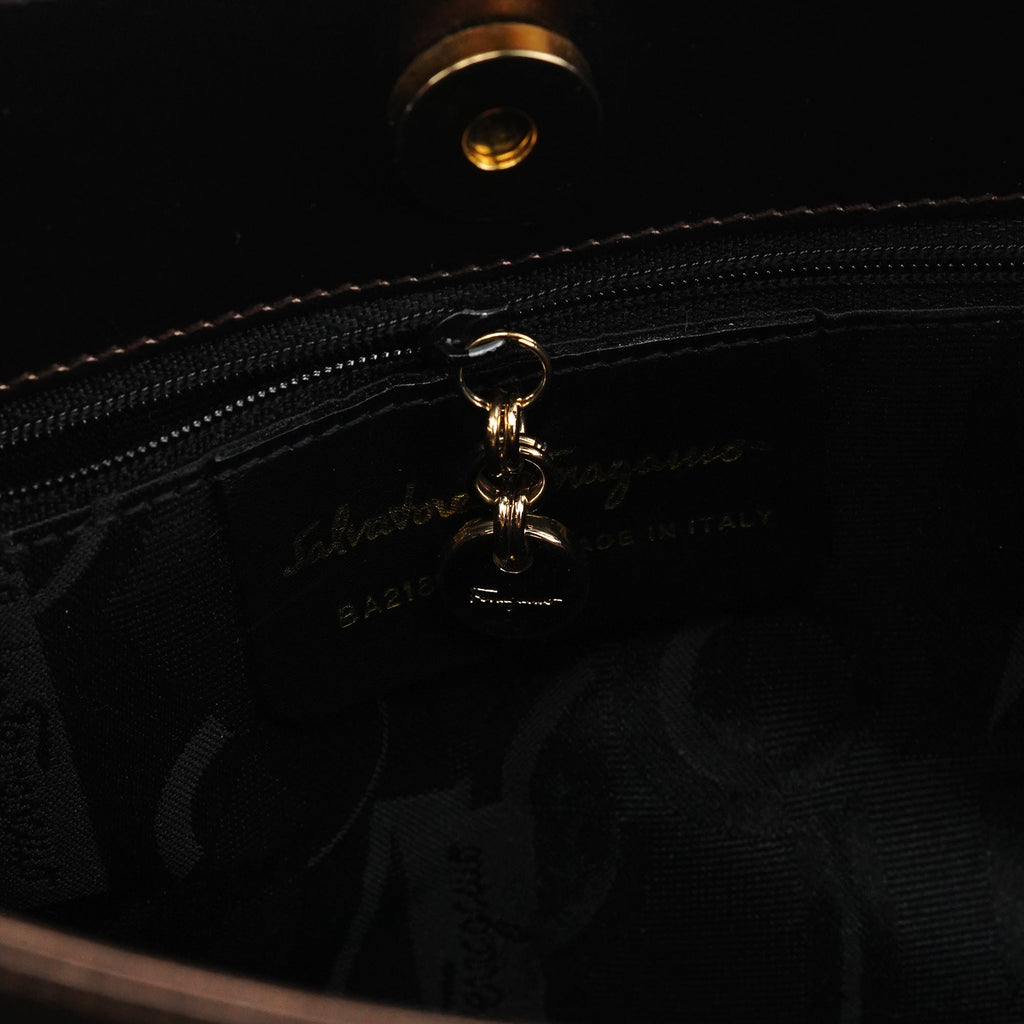 Metallic Bronze Leather Shoulder Bag
