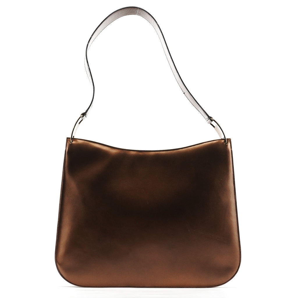 Metallic Bronze Leather Shoulder Bag