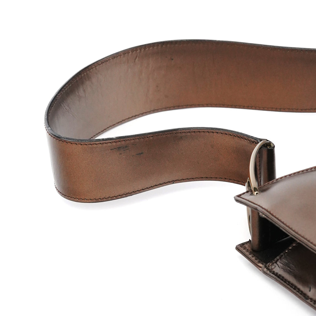 Metallic Bronze Leather Shoulder Bag