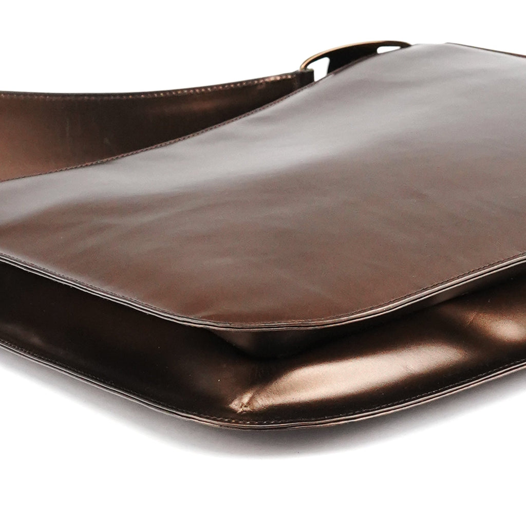 Metallic Bronze Leather Shoulder Bag