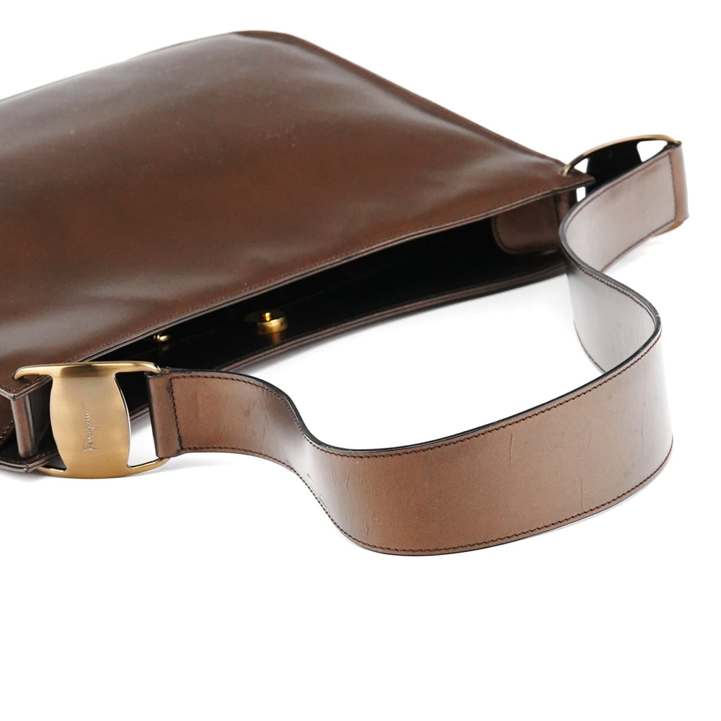 Metallic Bronze Leather Shoulder Bag