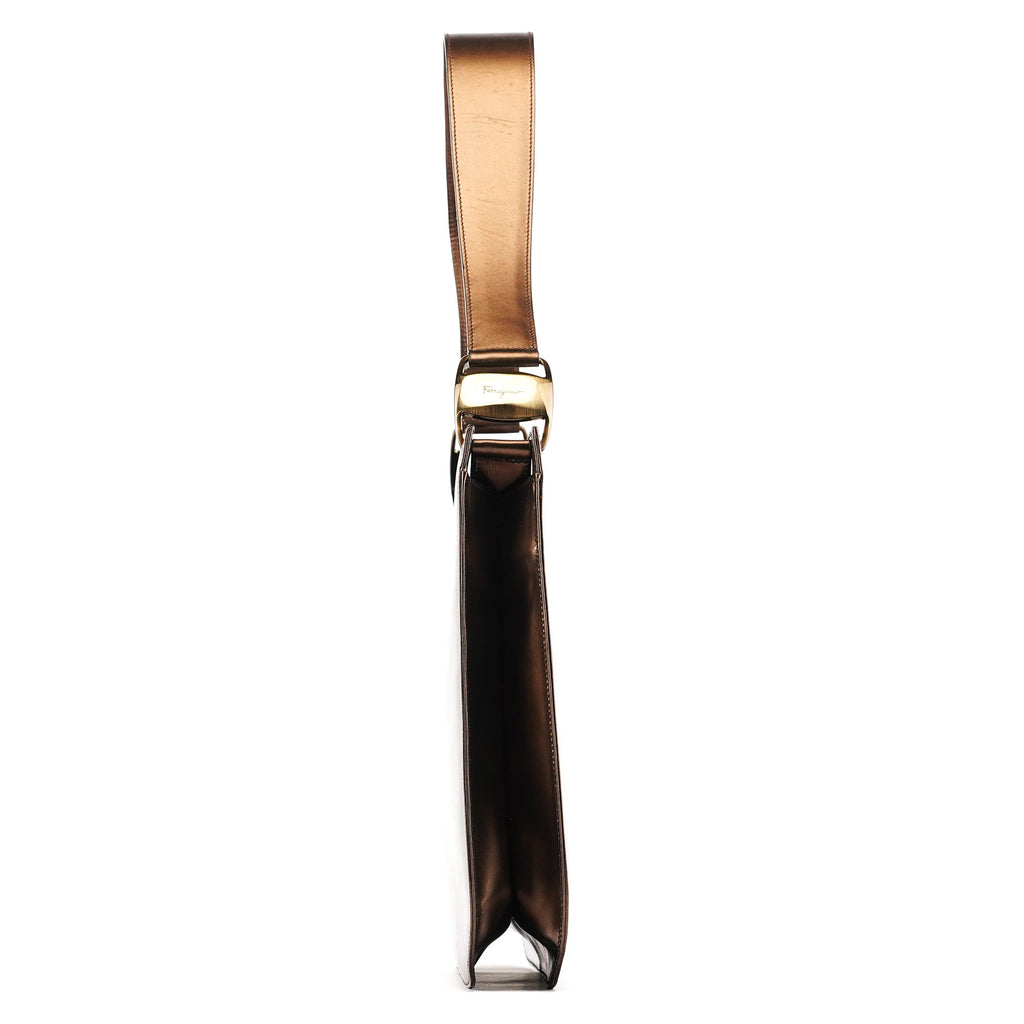 Metallic Bronze Leather Shoulder Bag
