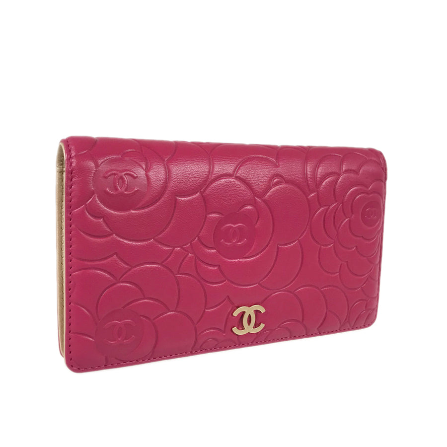 CHANEL Camellia Long wallet bifold