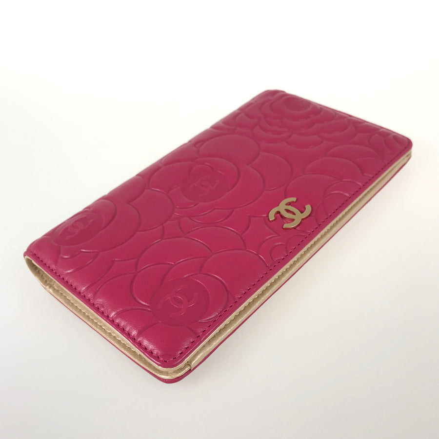 CHANEL Camellia Long wallet bifold