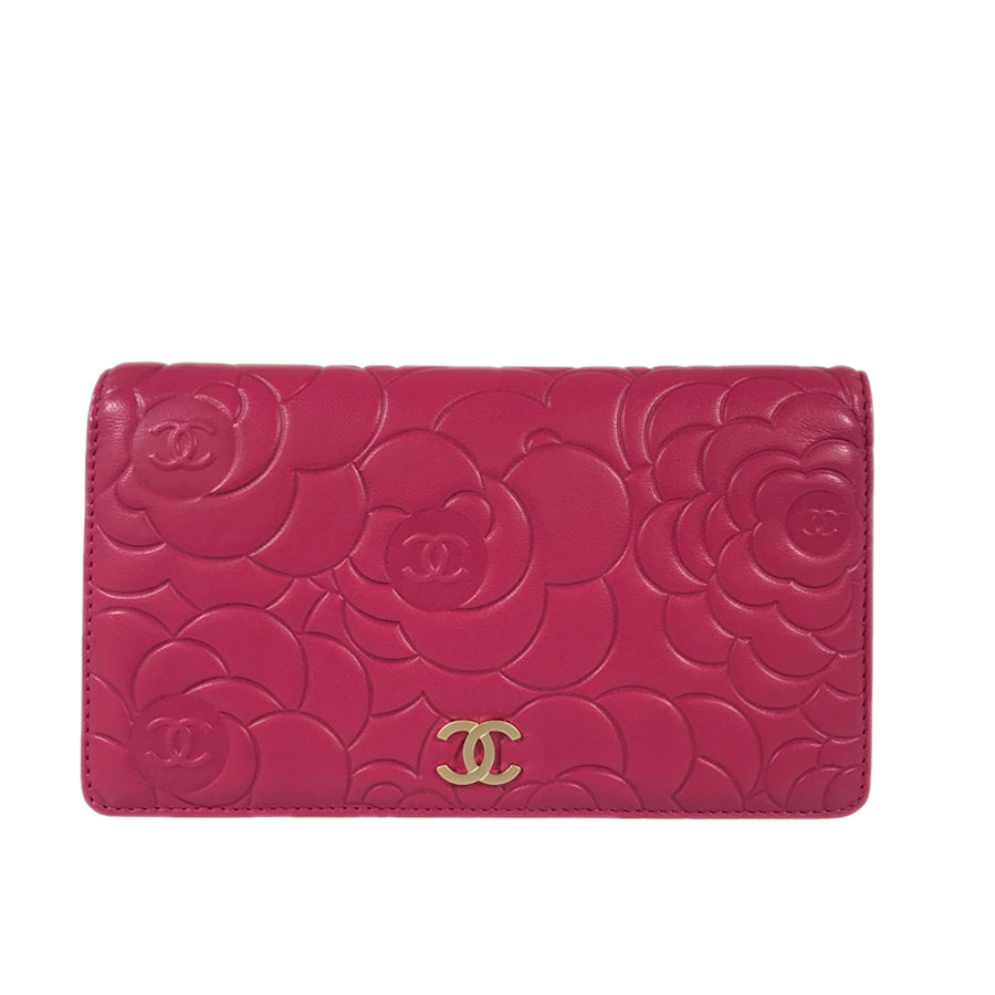 CHANEL Camellia Long wallet bifold