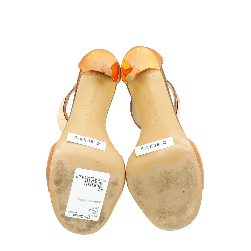 Giuseppe Zanotti Brown Zip Ankle T Strap Pumps 40