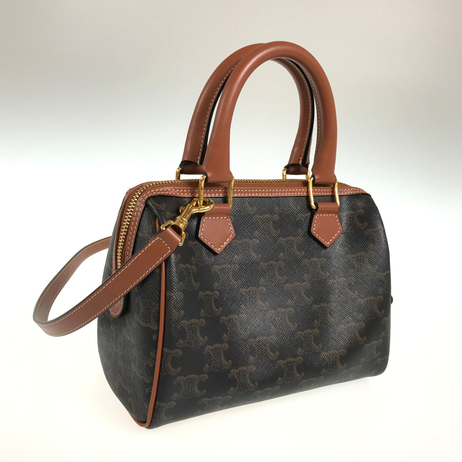 CELINE Triomphe Small Boston 2WAY Shoulder Handbag