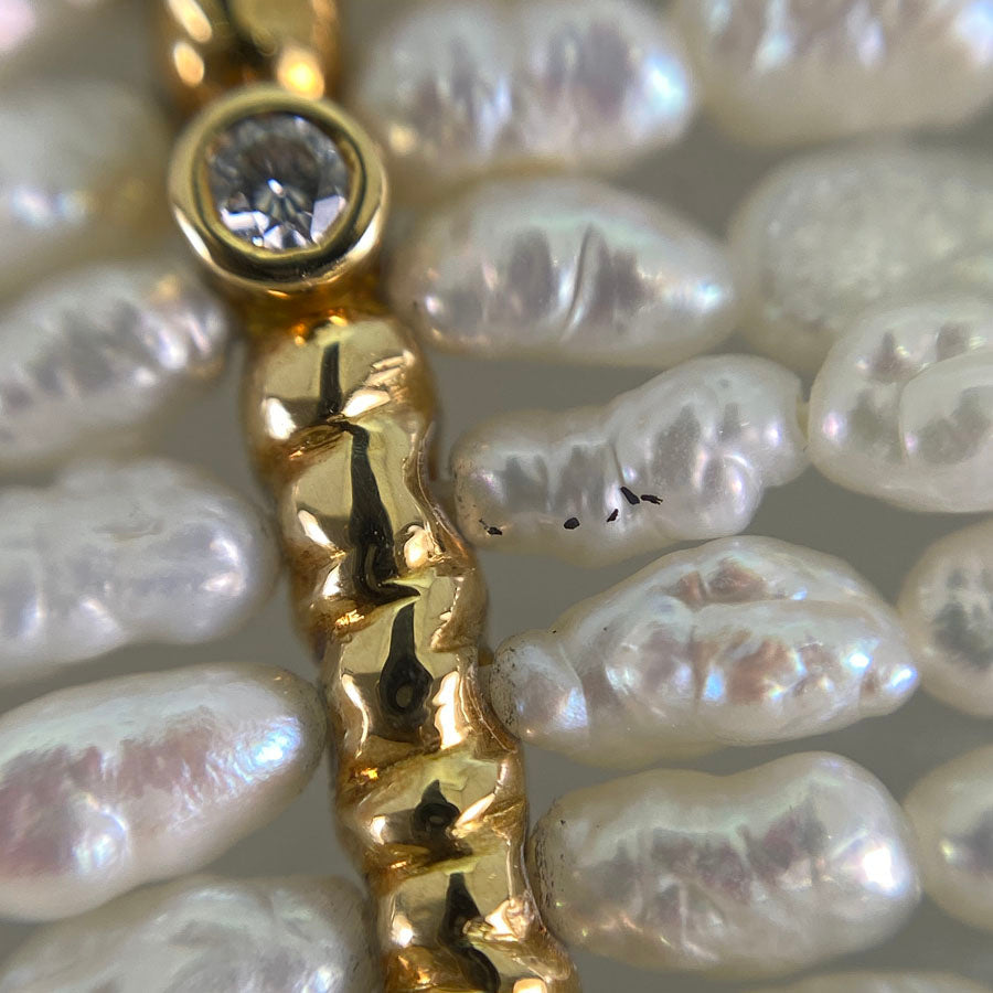 Necklace Yellow gold Keshi Pearl