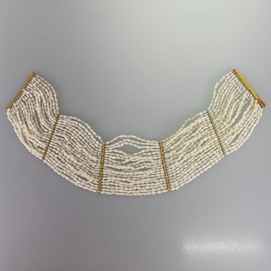 Necklace Yellow gold Keshi Pearl