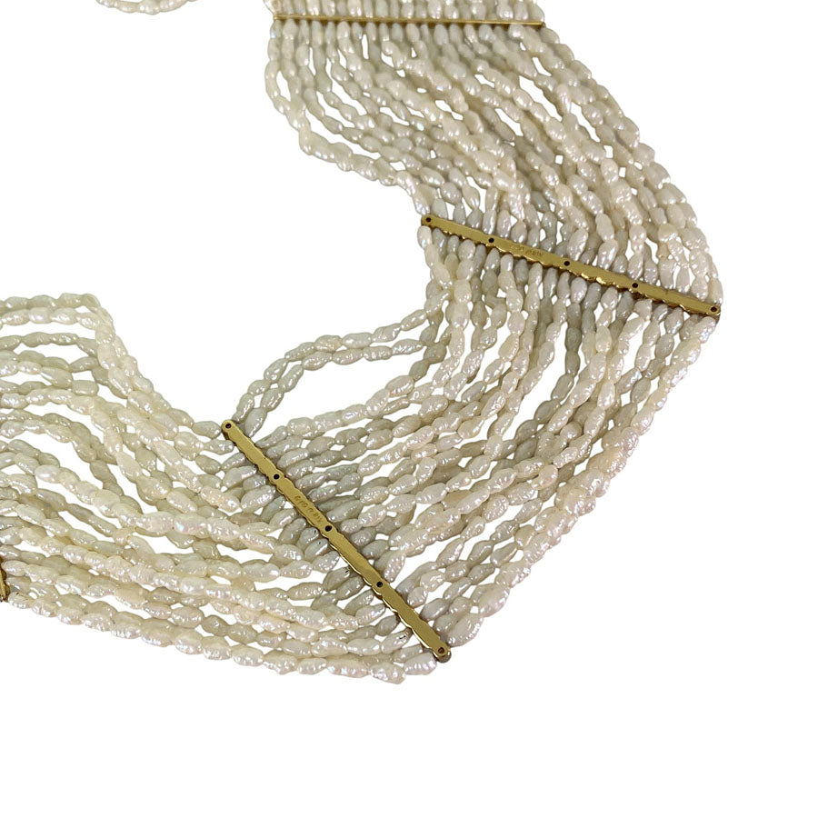Necklace Yellow gold Keshi Pearl