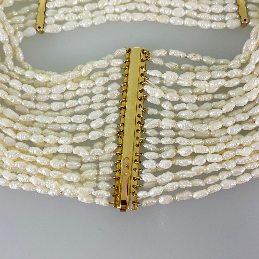 Necklace Yellow gold Keshi Pearl