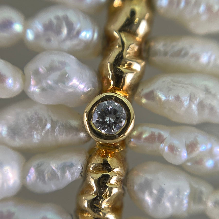 Necklace Yellow gold Keshi Pearl