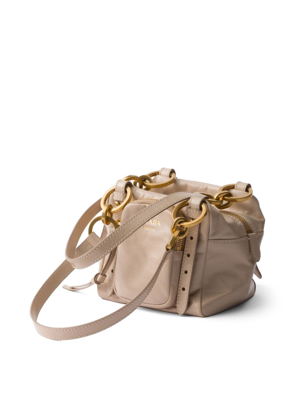 Prada Women Prada Dangle Mini Leather Bucket Bag