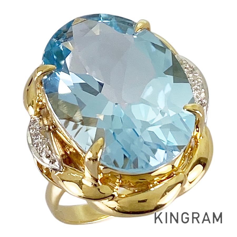 Ring Yellow gold Platinum Blue Topaz