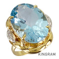 Ring Yellow gold Platinum Blue Topaz
