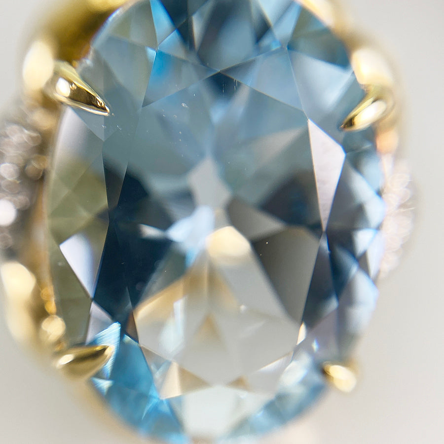 Ring Yellow gold Platinum Blue Topaz