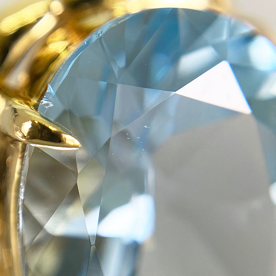Ring Yellow gold Platinum Blue Topaz
