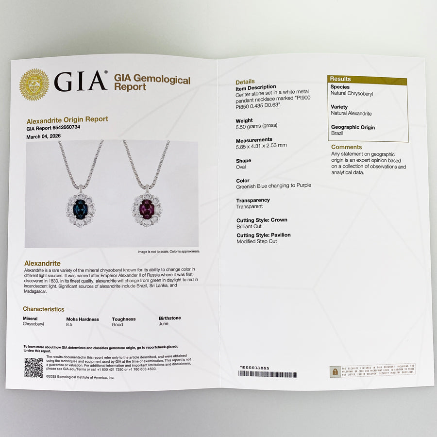 Necklace Platinum Platinum Alexandrite