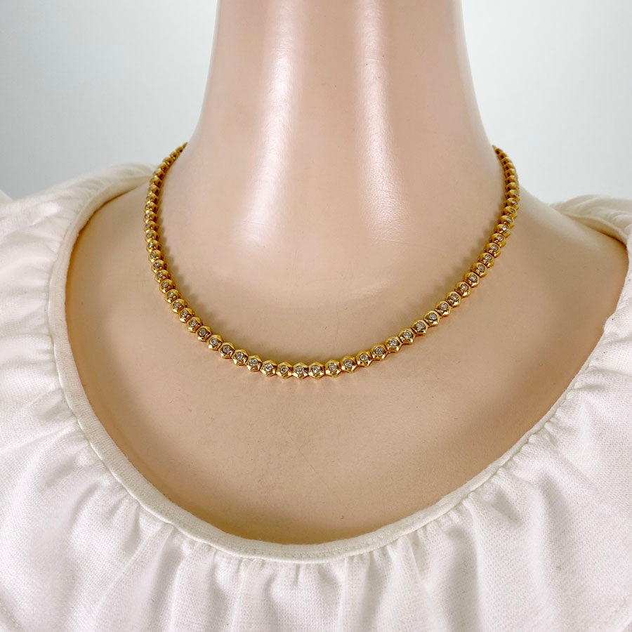 Tennis necklace Yellow gold Diamond