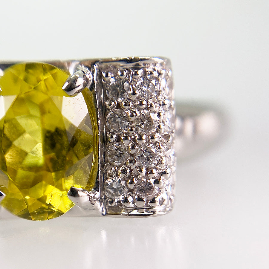 Ring Platinum Yellow Tourmaline