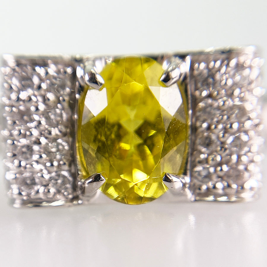 Ring Platinum Yellow Tourmaline