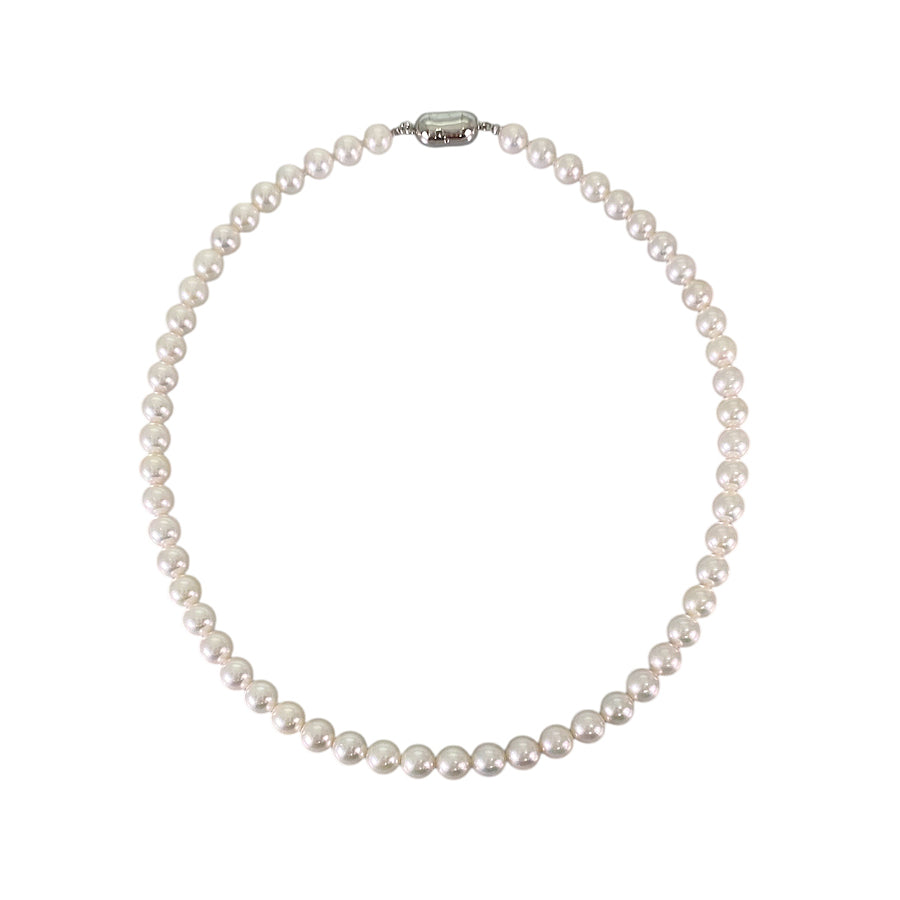 Necklace Silver White gold Akoya Pearl