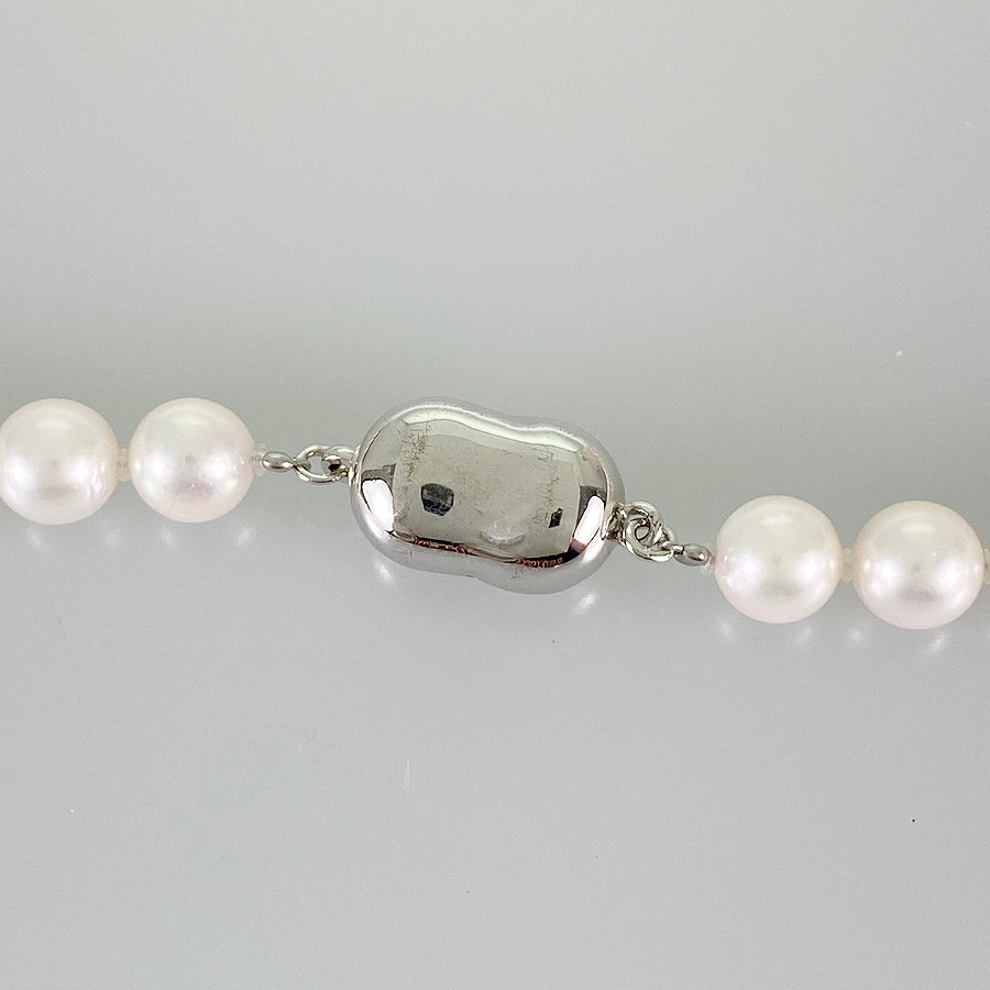 Necklace Silver White gold Akoya Pearl