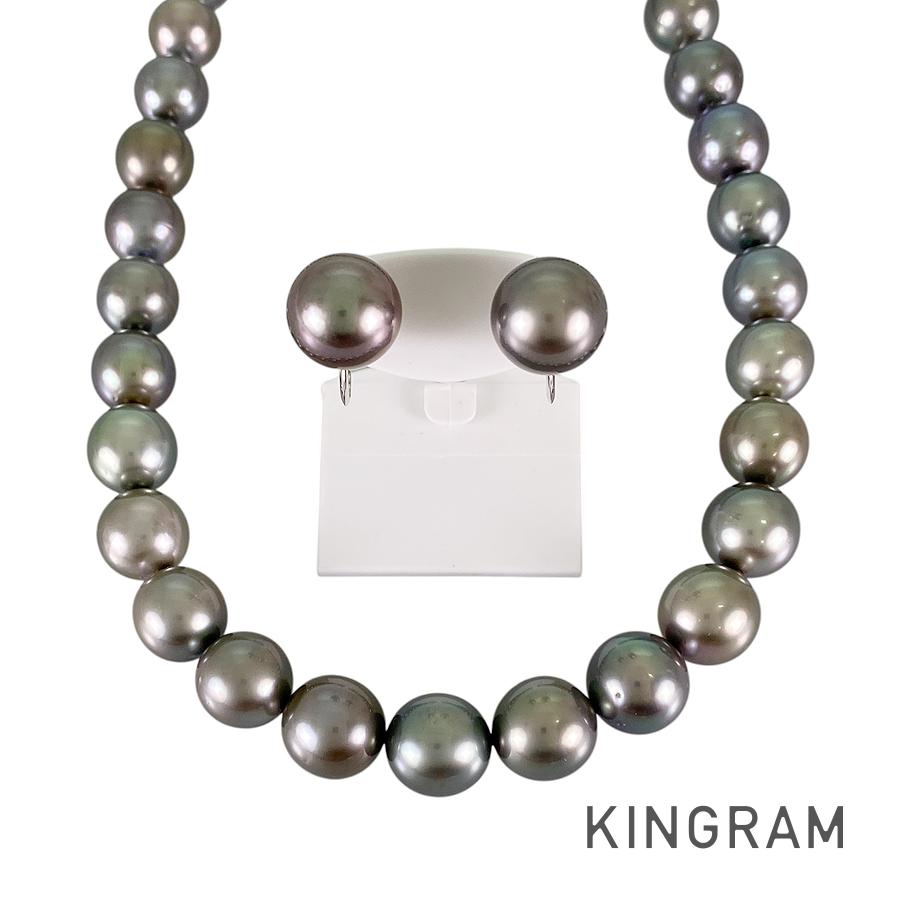 Necklace Silver White gold Black Butterfly Pearl