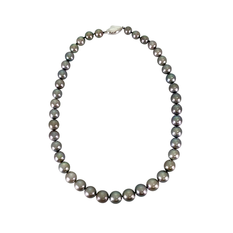 Necklace Silver White gold Black Butterfly Pearl
