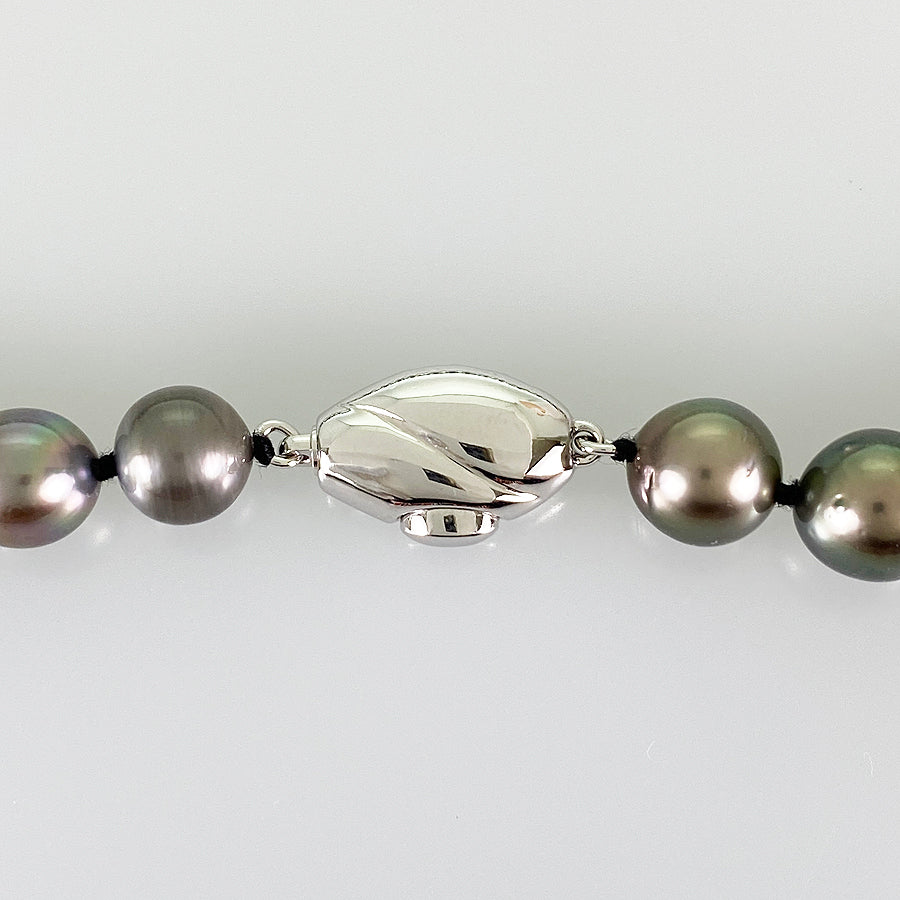 Necklace Silver White gold Black Butterfly Pearl
