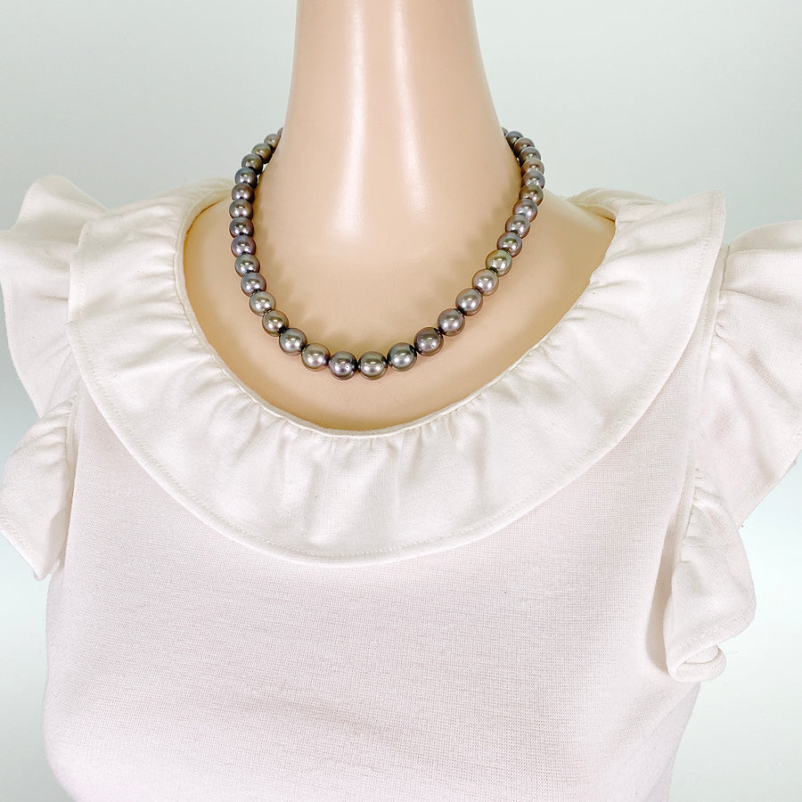 Necklace Silver White gold Black Butterfly Pearl
