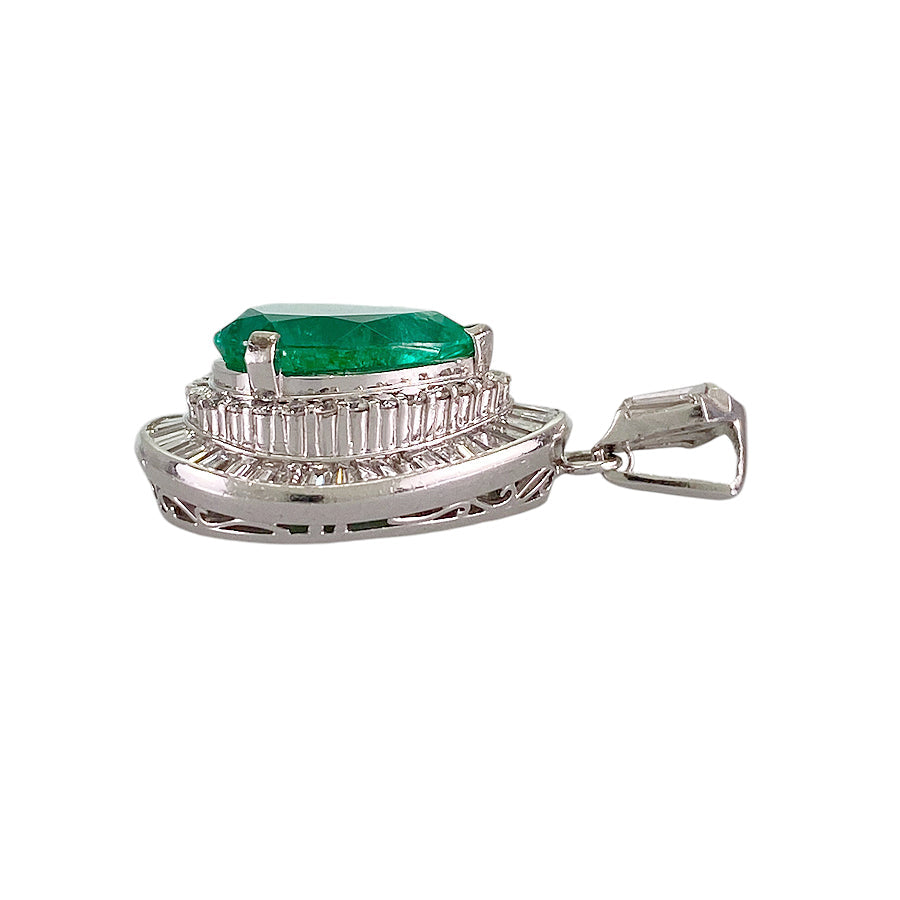 Pendant top Platinum Emerald