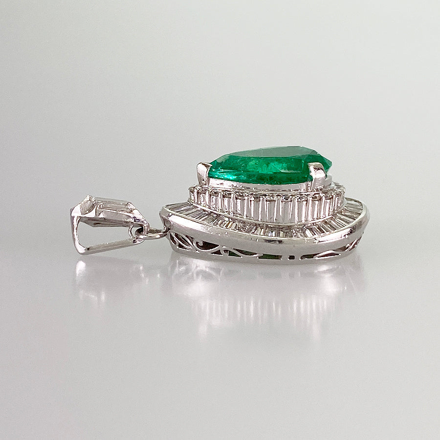 Pendant top Platinum Emerald