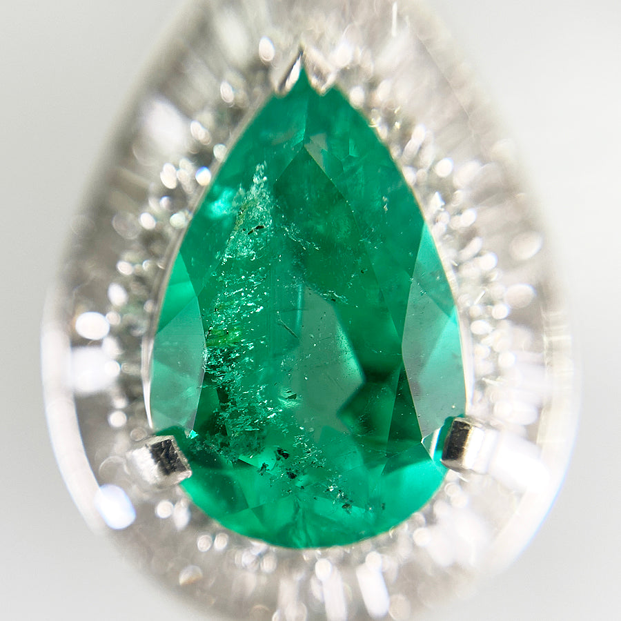Pendant top Platinum Emerald