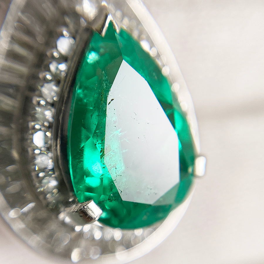 Pendant top Platinum Emerald