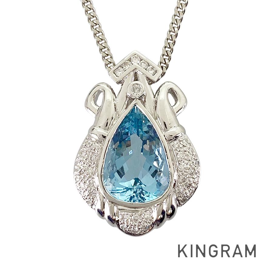 Necklace Platinum Platinum Aquamarine