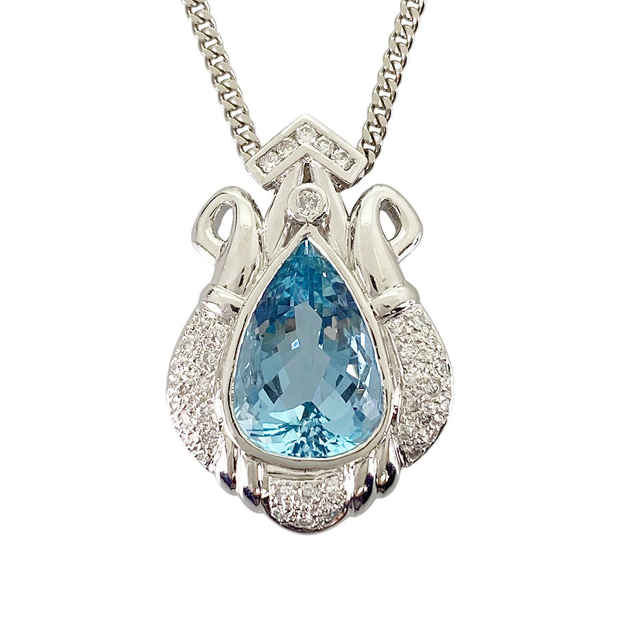 Necklace Platinum Platinum Aquamarine