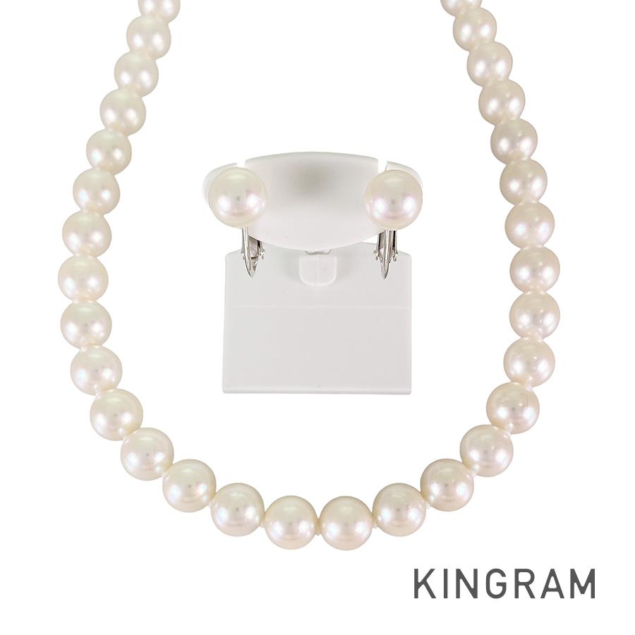 Necklace Silver White gold Akoya Pearl