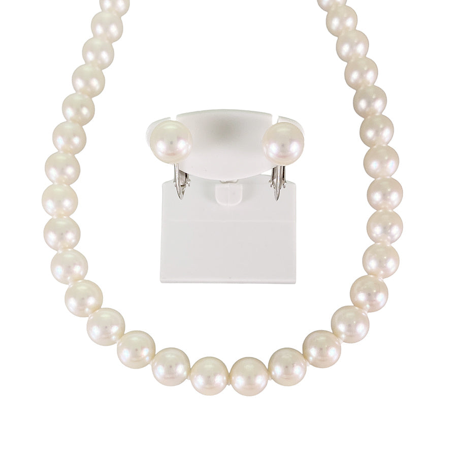 Necklace Silver White gold Akoya Pearl