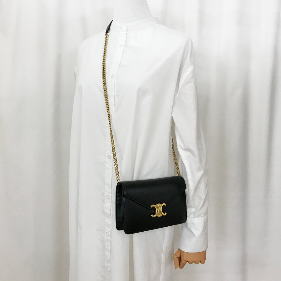CELINE Triomphe Chain Wallet Margo 10L033DPV.38NO Wallet bag