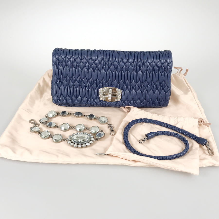 MIUMIU Matelasse Nappa crystal Shoulder bag