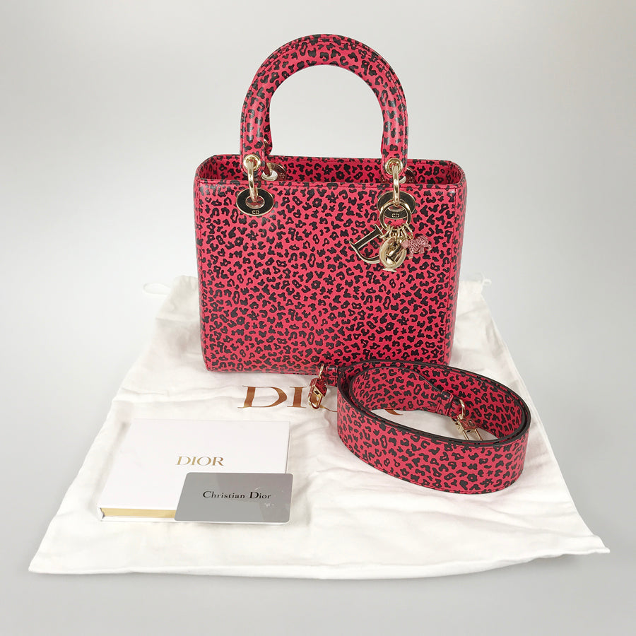 Dior Lady Dior Medium Leopard Hand bag