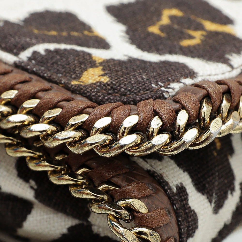 Stella McCartney Brown Leopard Print Chain Clutch