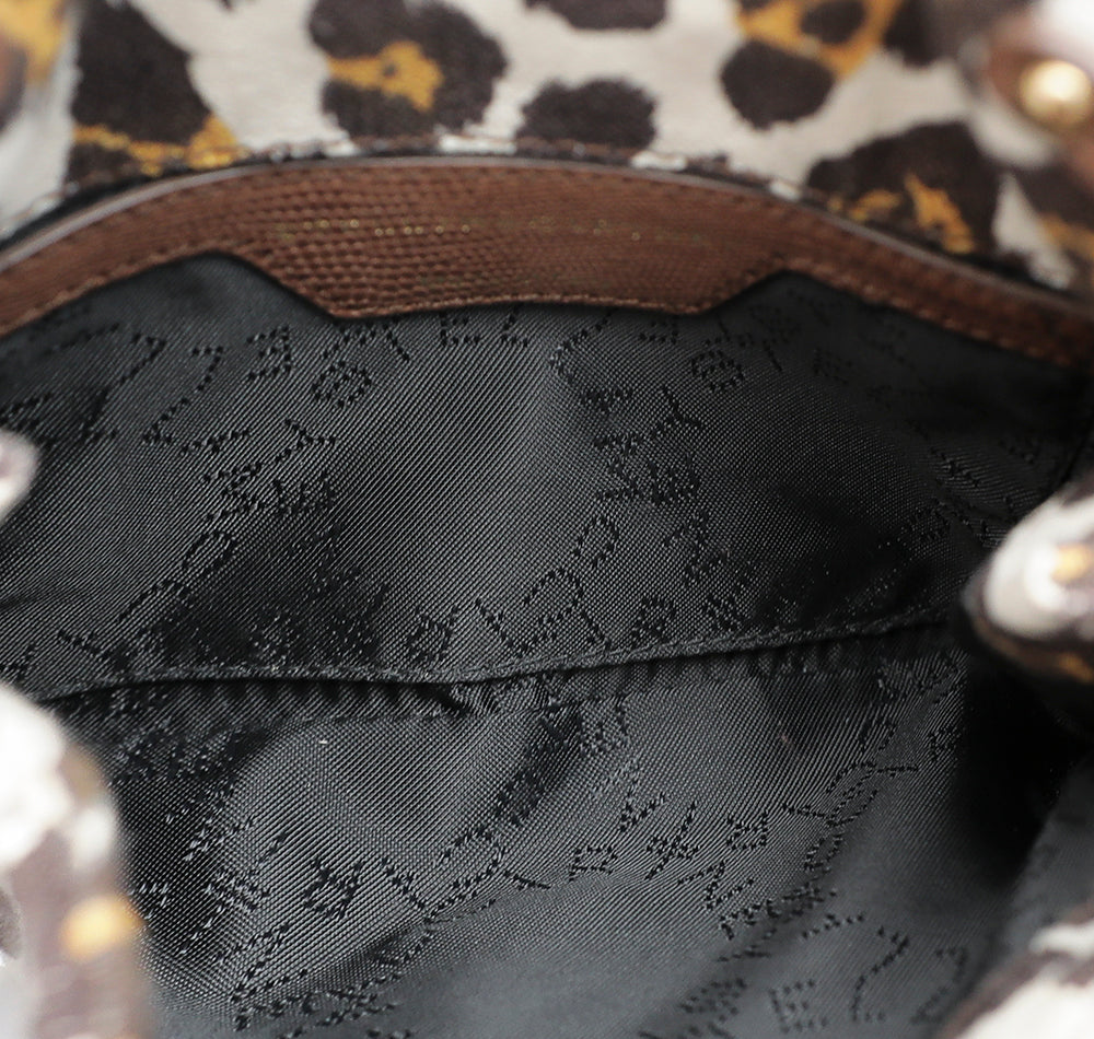 Stella McCartney Brown Leopard Print Chain Clutch