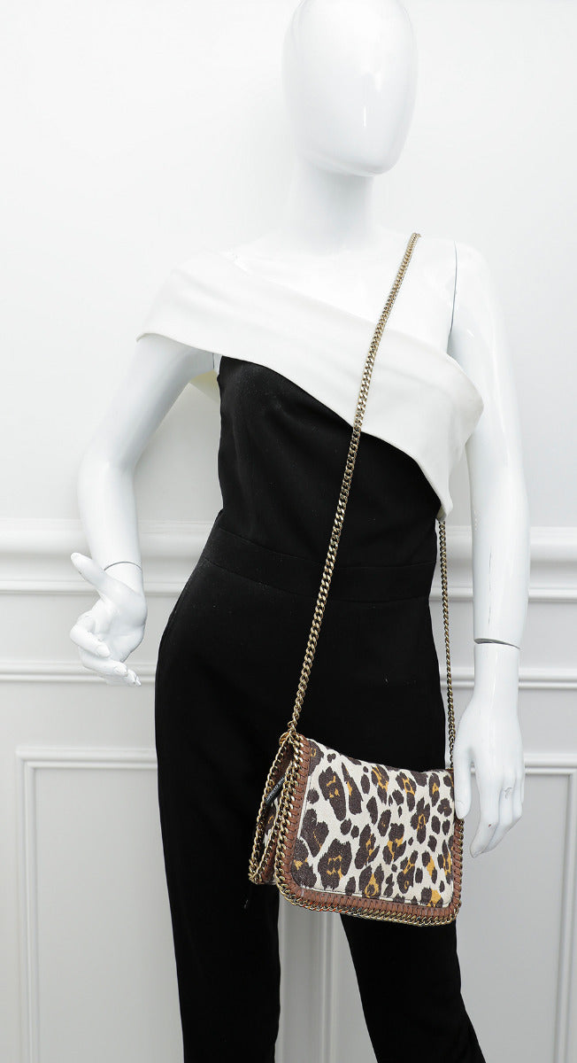 Stella McCartney Brown Leopard Print Chain Clutch