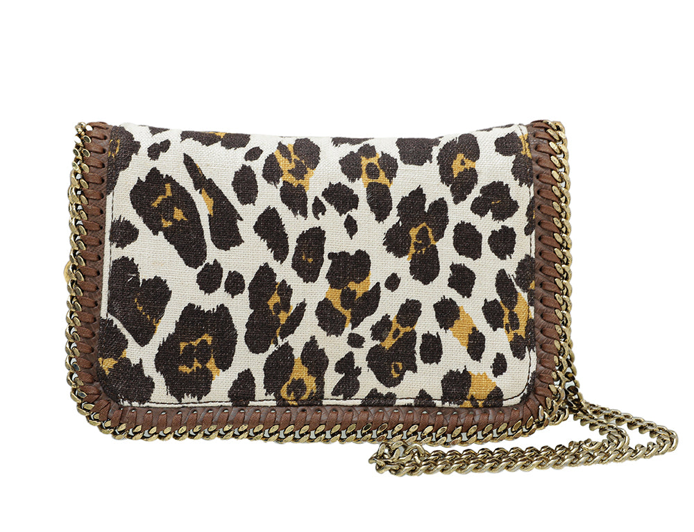 Stella McCartney Brown Leopard Print Chain Clutch